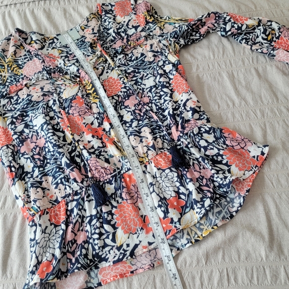 Anthropologie Maeve Vibrant Floral Tassel Tie Blouse - Picture 8 of 11